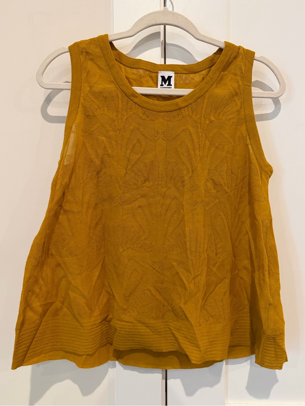 Missoni Mustard Yellow Flare Tank Top Sz US L IT 44 EUC Quiet Luxury Designer